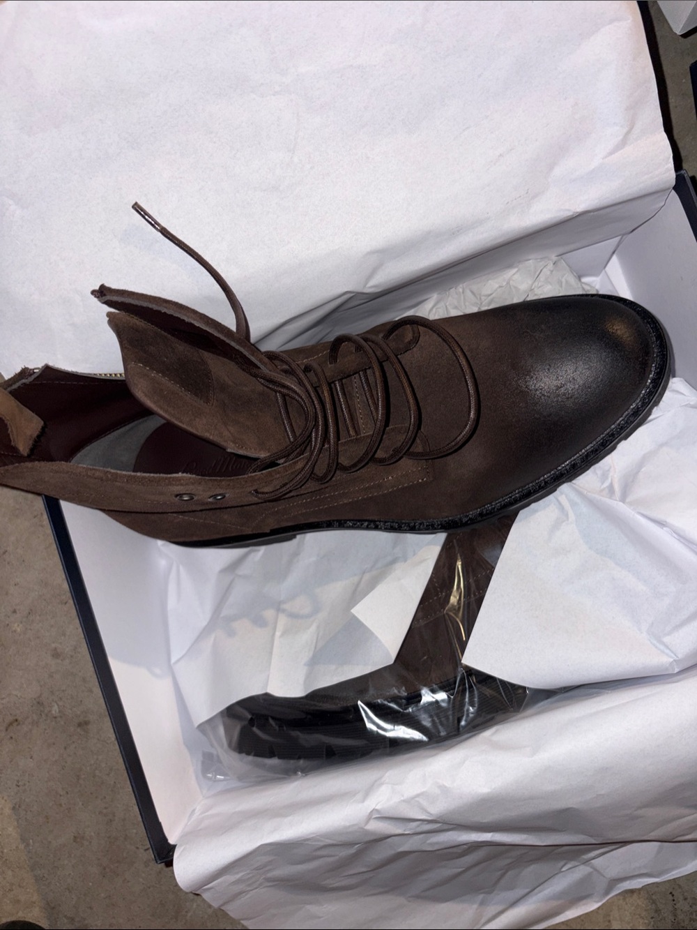Men's Brown Lace-Up Leather Combat Boots
